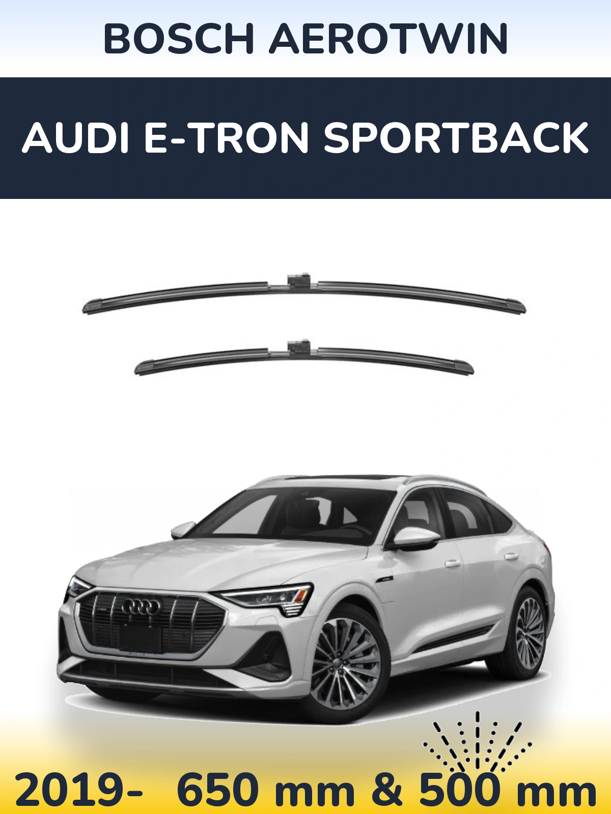 Комплект передніх щіток BOSCH AeroTwin 650 & 500 мм для Audi e-tron Sportback 2019-2026