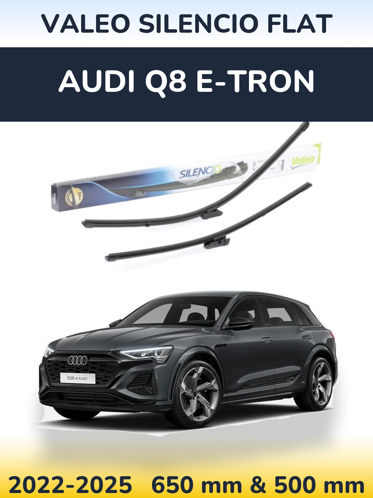 Front wiper blade set Valeo Silencio Flat 630 & 500 mm for Audi Q8 e-tron 2022-2025