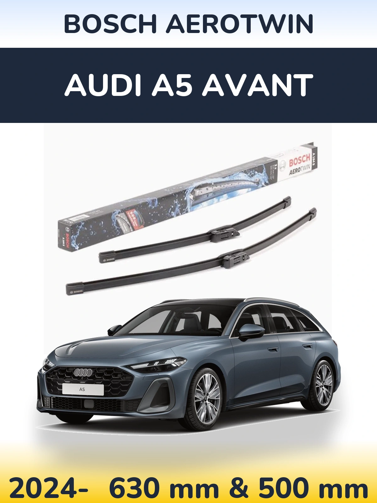 Комплект передних дворников BOSCH AeroTwin 630 & 500 мм для Audi A5 Avant 2024-2026