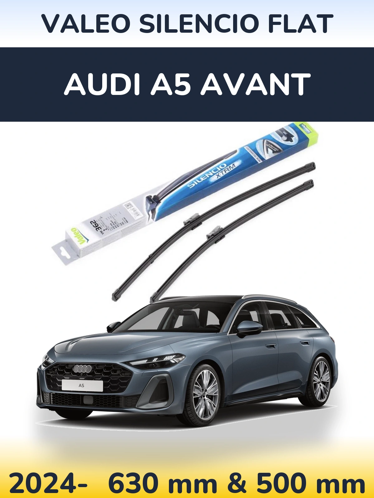 Комплект передніх щіток Valeo Silencio Flat 600 & 500 мм для Audi A5 Avant 2024-2026