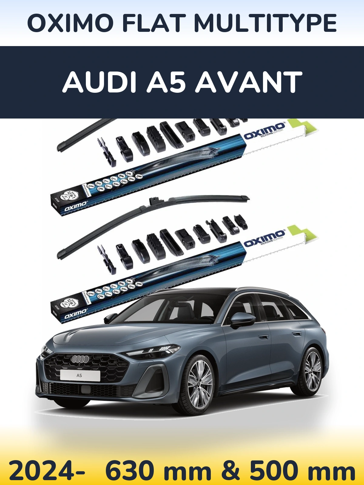 Комплект передних дворников Oximo Flat MultiТипe 600 & 500 мм для Audi A5 Avant 2024-2026
