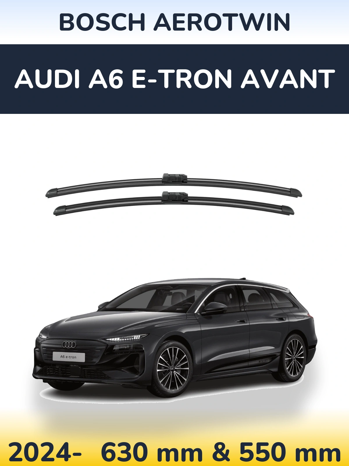 Комплект передніх щіток BOSCH AeroTwin 625 & 550 мм для Audi A6 e-tron Avant 2024-2026