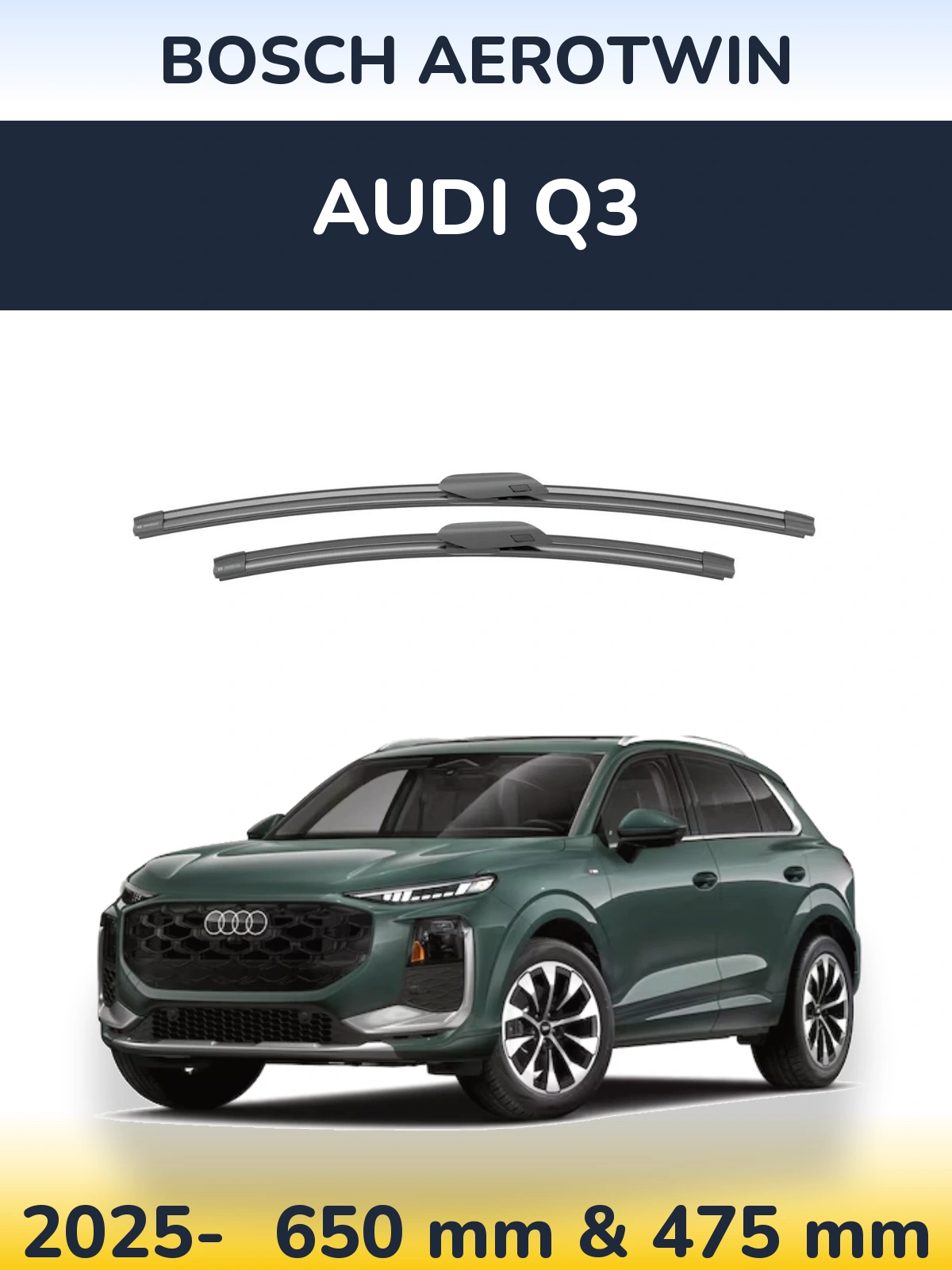Front wiper blade set BOSCH AeroTwin 650 & 475 mm for Audi Q3 2025-2026