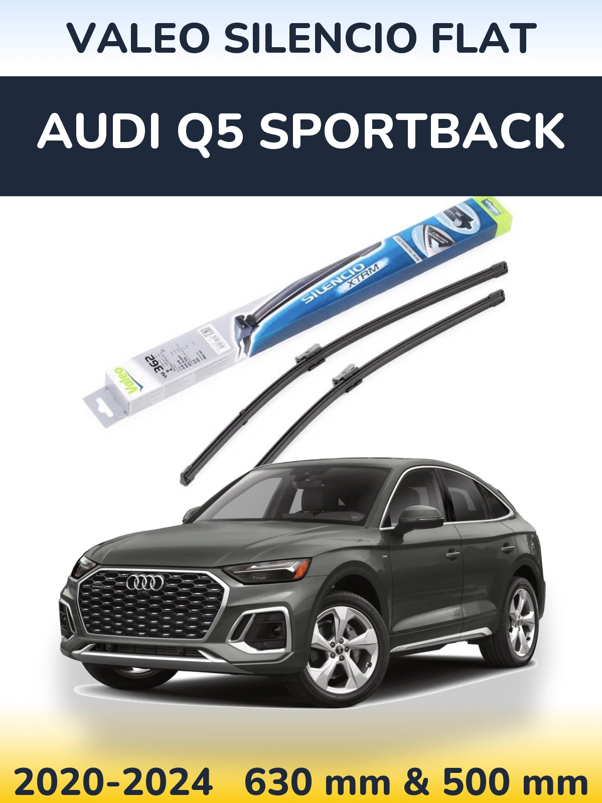 Комплект передніх щіток Valeo Silencio Flat 600 & 500 мм для Audi Q5 Sportback 2020-2024