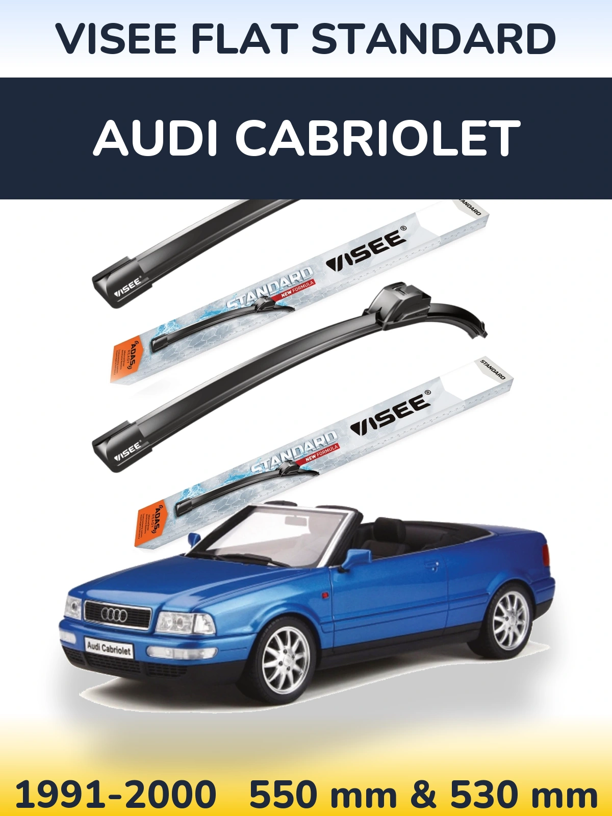 Комплект передних дворников VISEE FLAT STANDARD 550 & 530 мм для Audi Cabriolet 1991-2000