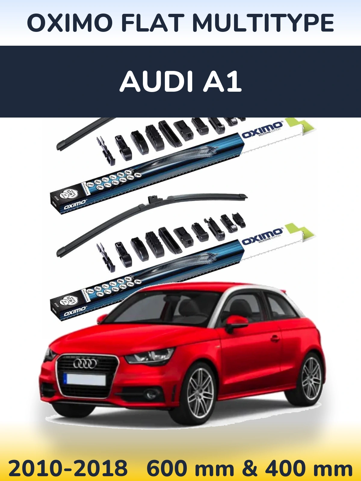 Front wiper blade set Oximo Flat MultiTipoe 600 & 400 mm for Audi A1 2010-2018