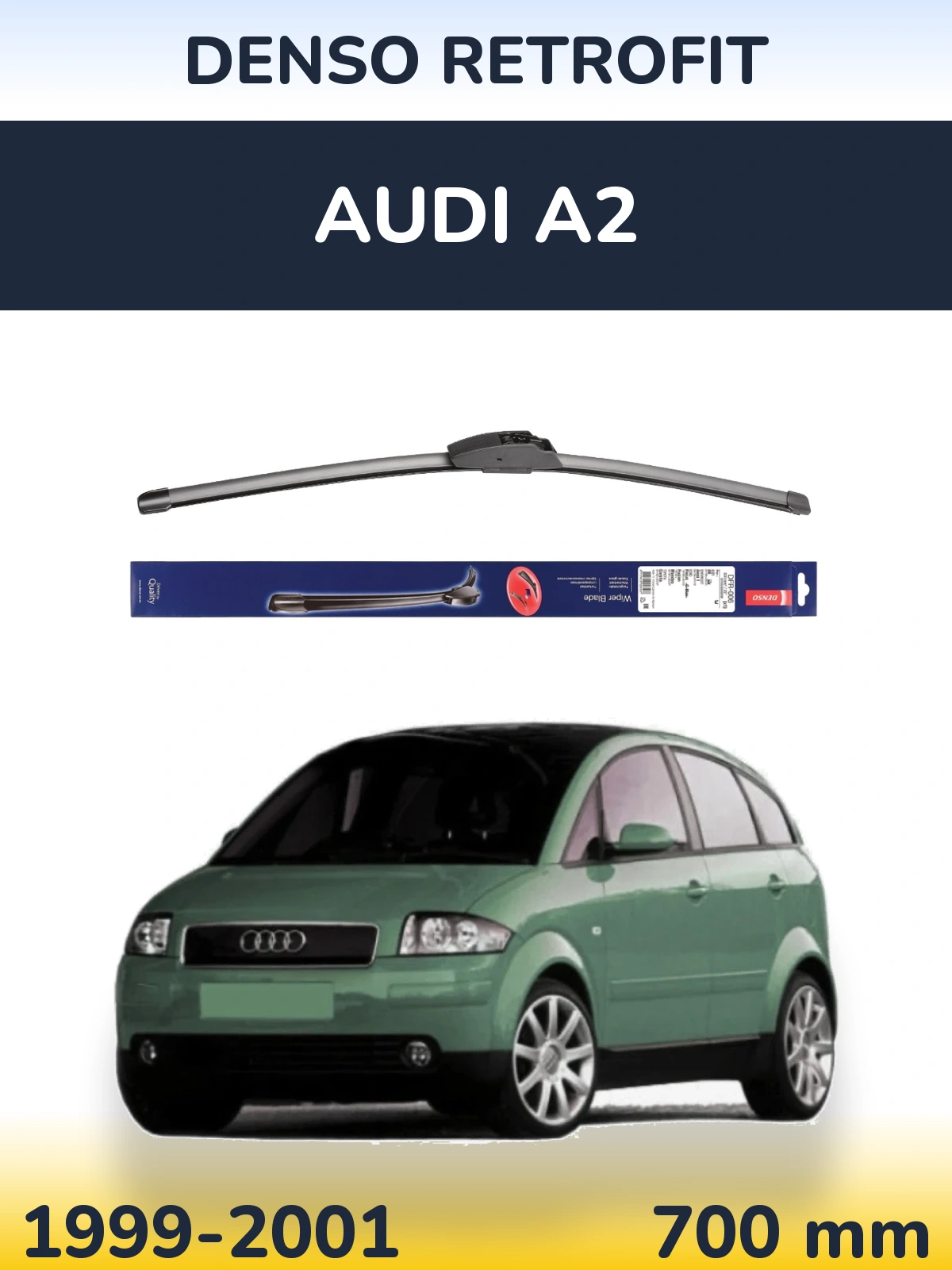 Front wiper blade Denso Retrofit 700 mm for Audi A2 1999-2001