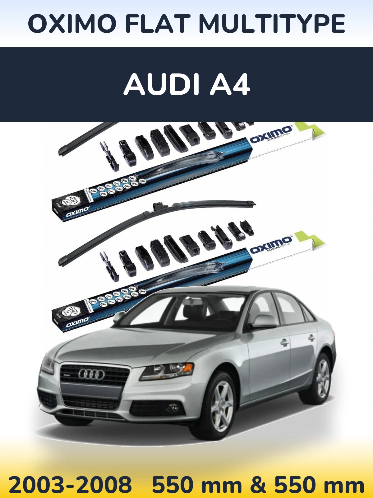 Комплект передних дворников Oximo Flat MultiТипe 550 & 550 мм для Audi A4 2003-2008