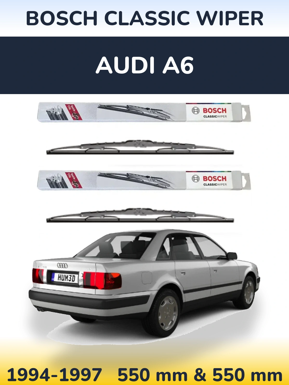 Комплект передних дворников BOSCH Classic Wiper 550 & 550 мм для Audi A6 1994-1997
