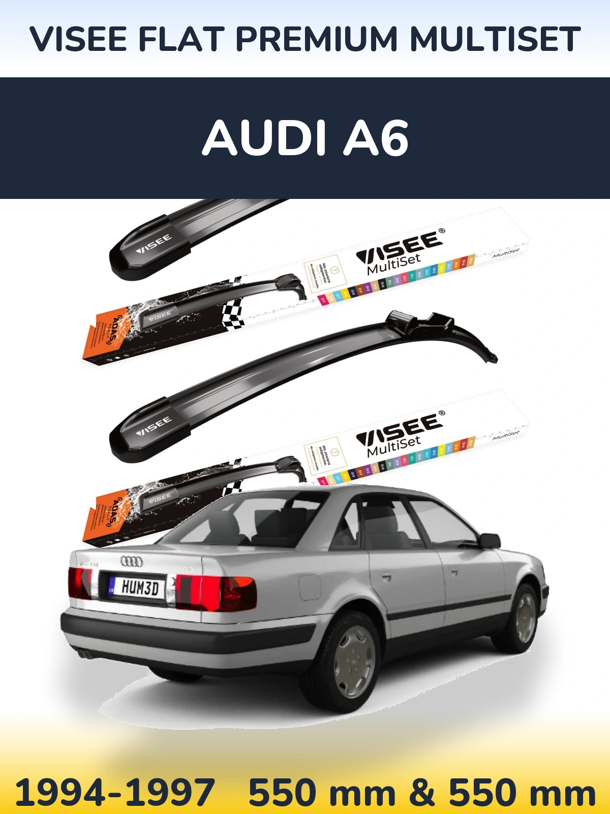 Front wiper blade set VISEE FLAT PREMIUM MultiSet 550 & 550 mm for Audi A6 1994-1997