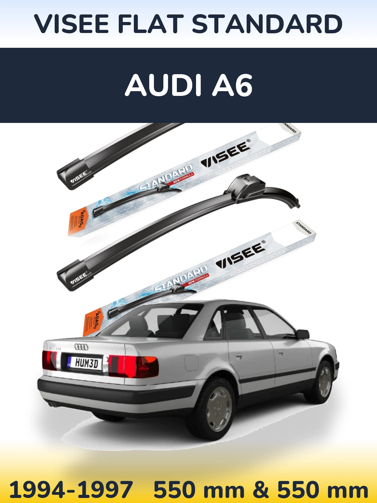 Front wiper blade set VISEE FLAT STANDARD 550 & 550 mm for Audi A6 1994-1997