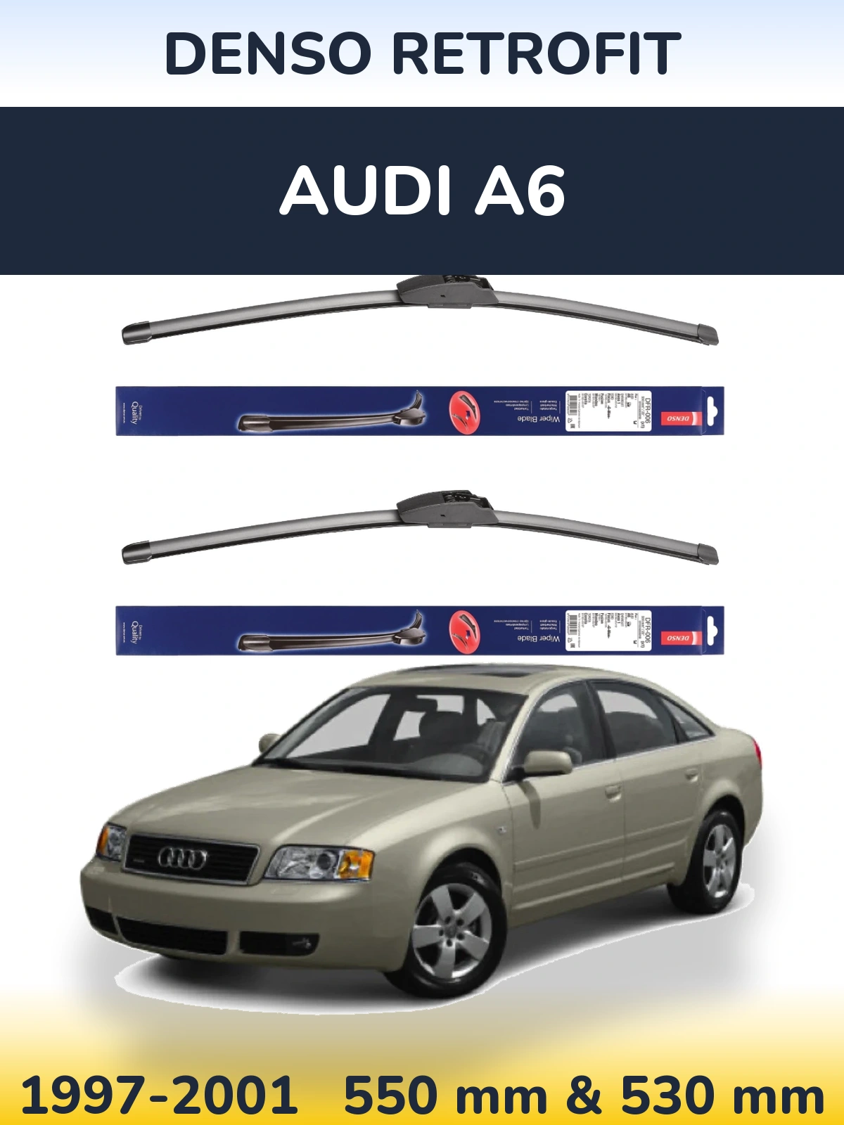 Front wiper blade set Denso Retrofit 550 & 530 mm for Audi A6 1997-2001