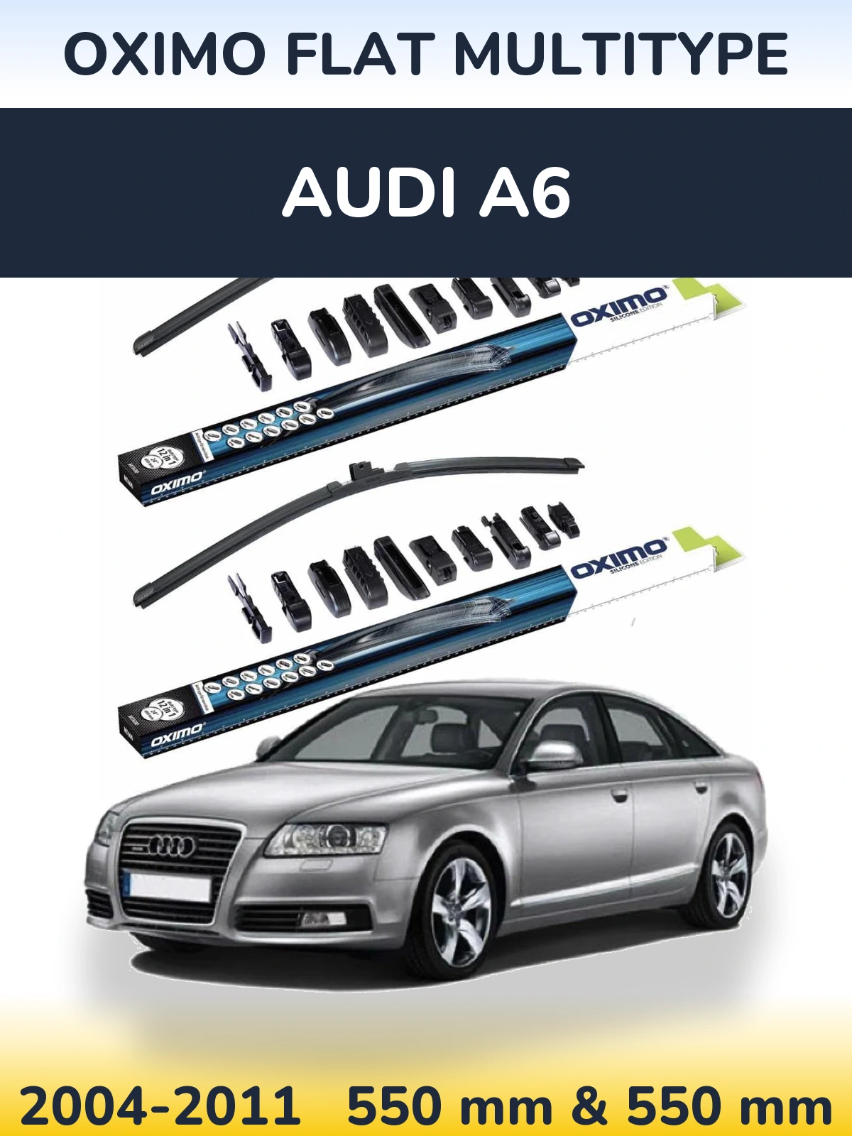 Front wiper blade set Oximo Flat MultiTipoe 550 & 550 mm for Audi A6 2004-2011