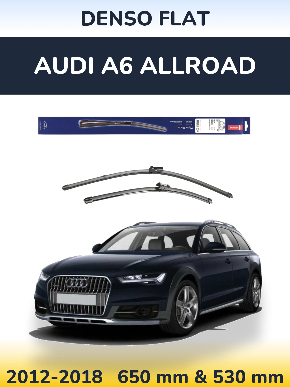 Front wiper blade set Denso Flat 640 & 520 mm for Audi A6 Allroad 2012-2018