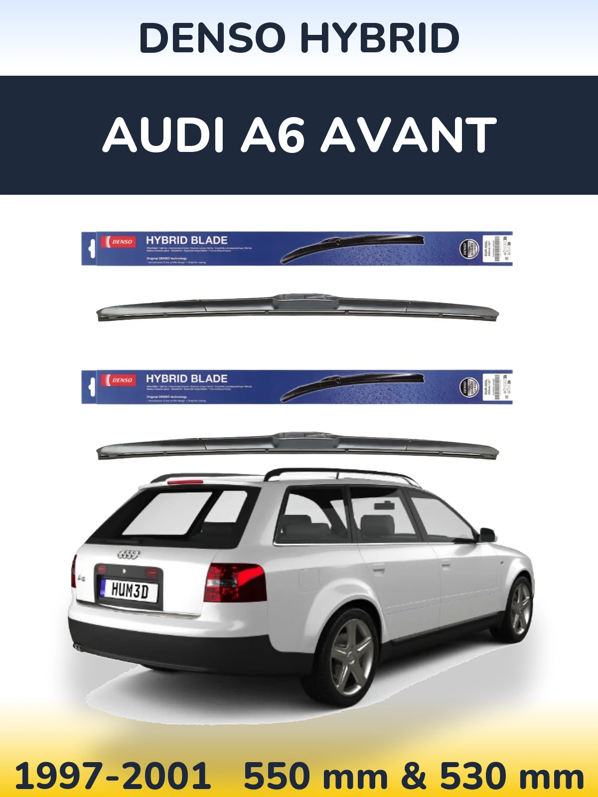 Комплект передних дворников Denso Hybrid 550 & 530 мм для Audi A6 Avant 1997-2001