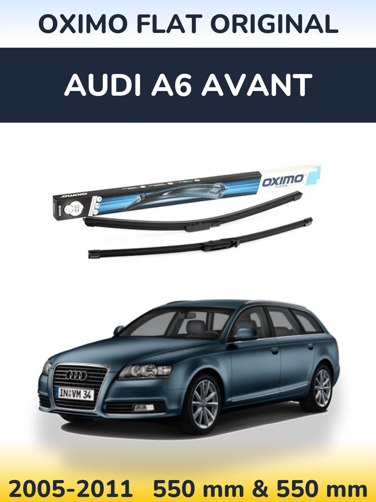 Front wiper blade set Oximo Flat Original 550 & 550 mm for Audi A6 Avant 2005-2011