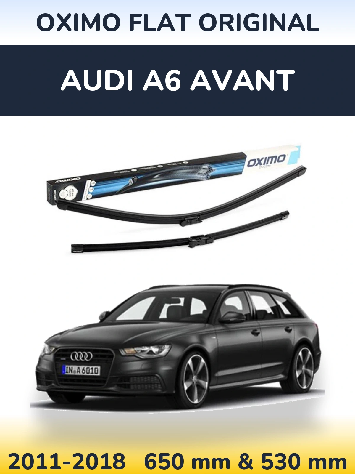 Front wiper blade set Oximo Flat Original 650 & 530 mm for Audi A6 Avant 2011-2018