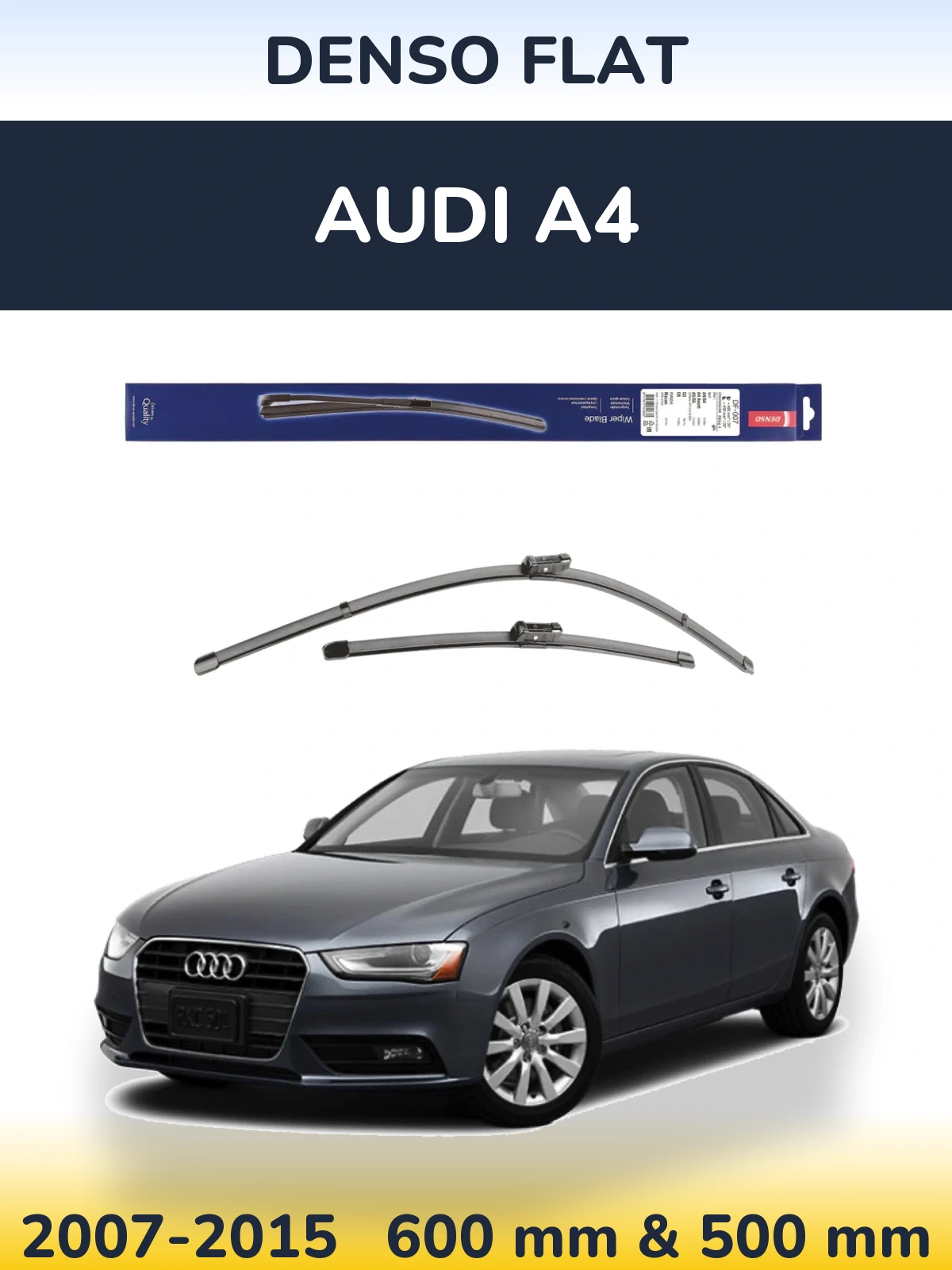 Front wiper blade set Denso Flat 600 & 500 mm for Audi A4 2007-2015
