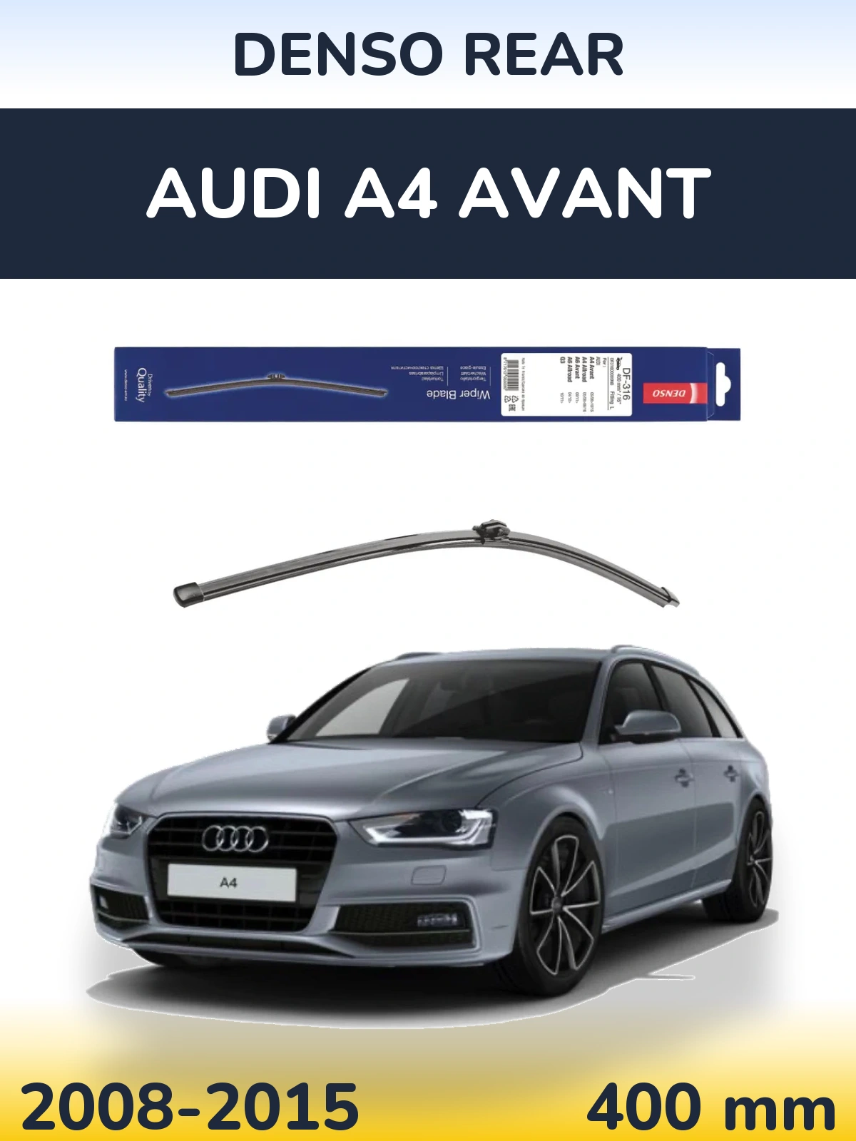 Rear wiper blade Denso Rear 400 mm for Audi A4 Avant 2008-2015