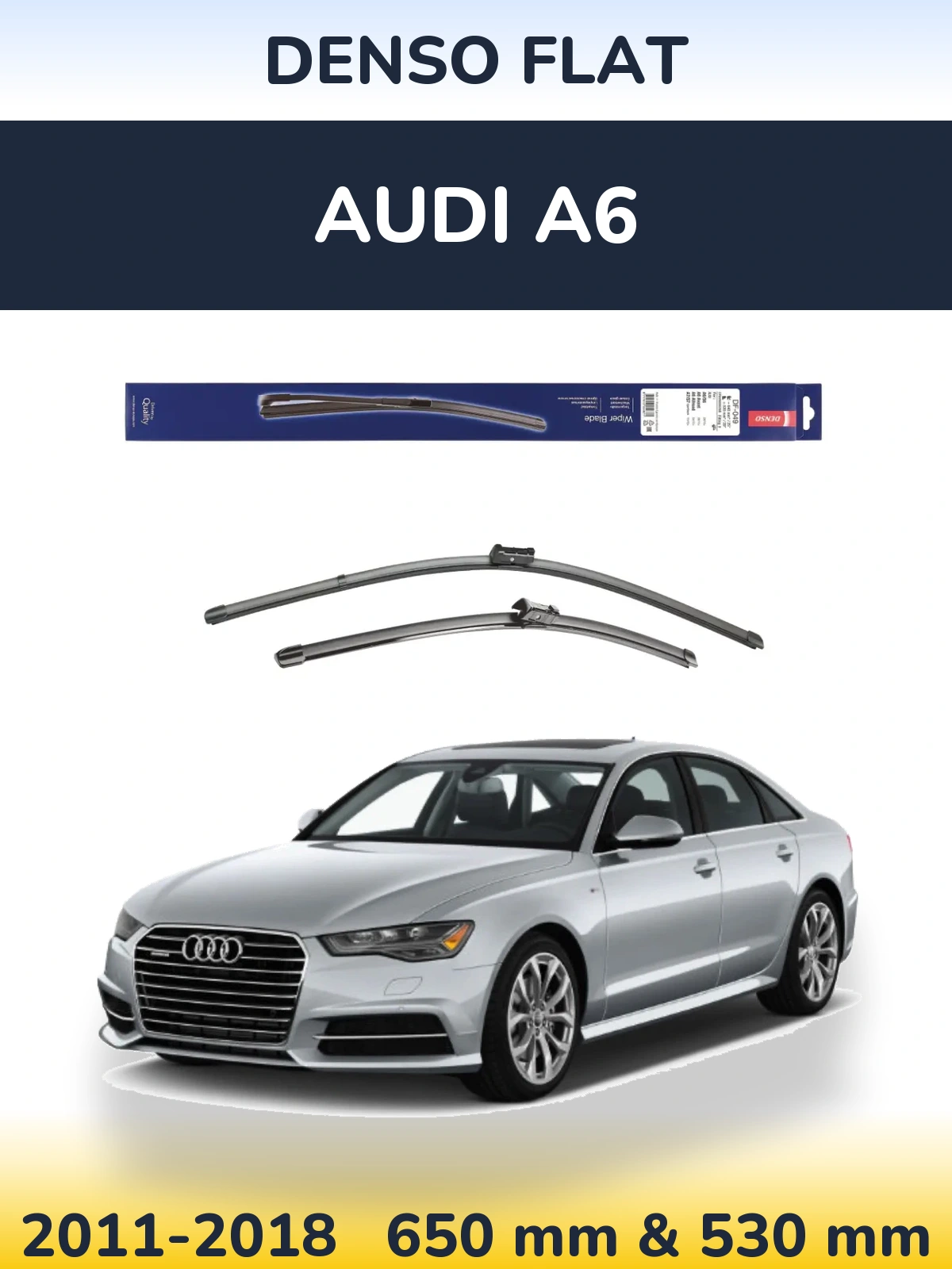 Front wiper blade set Denso Flat 640 & 520 mm for Audi A6 2011-2018