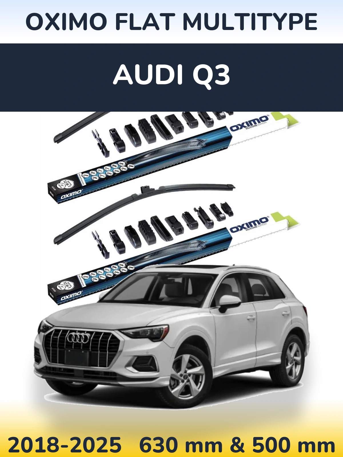 Front wiper blade set Oximo Flat MultiTypee 600 & 500 mm for Audi Q3 2018-2025