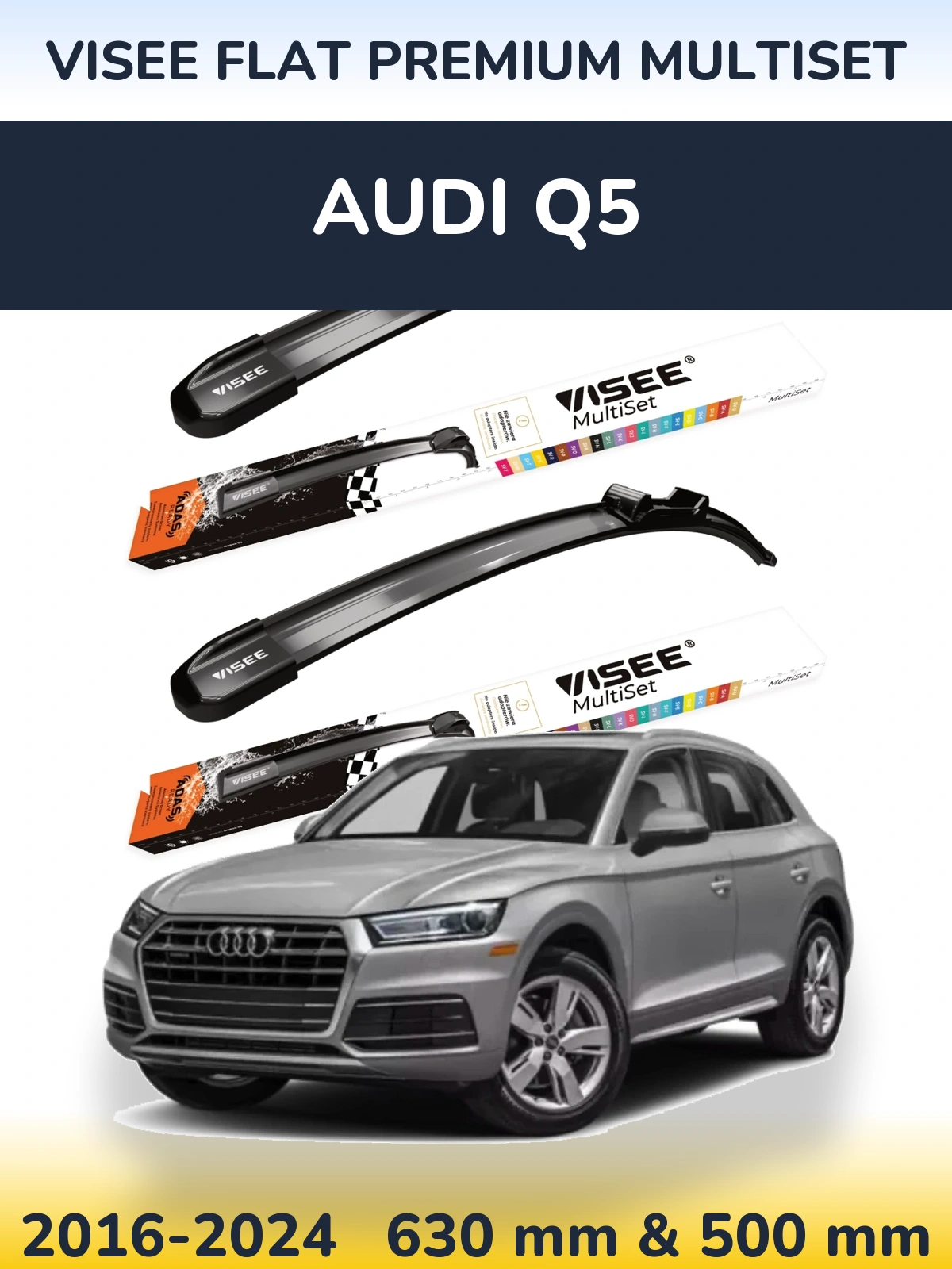 Front wiper blade set VISEE FLAT PREMIUM MultiSet 630 & 500 mm for Audi Q5 2016-2024