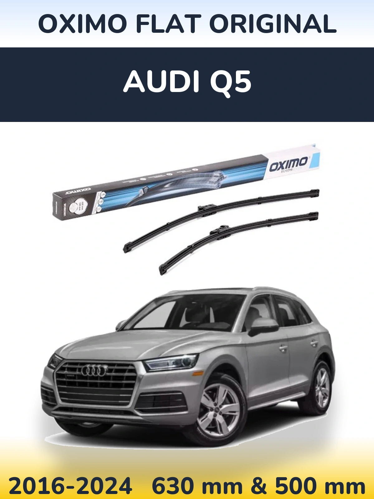 Front wiper blade set Oximo Flat Original 600 & 500 mm for Audi Q5 2016-2024