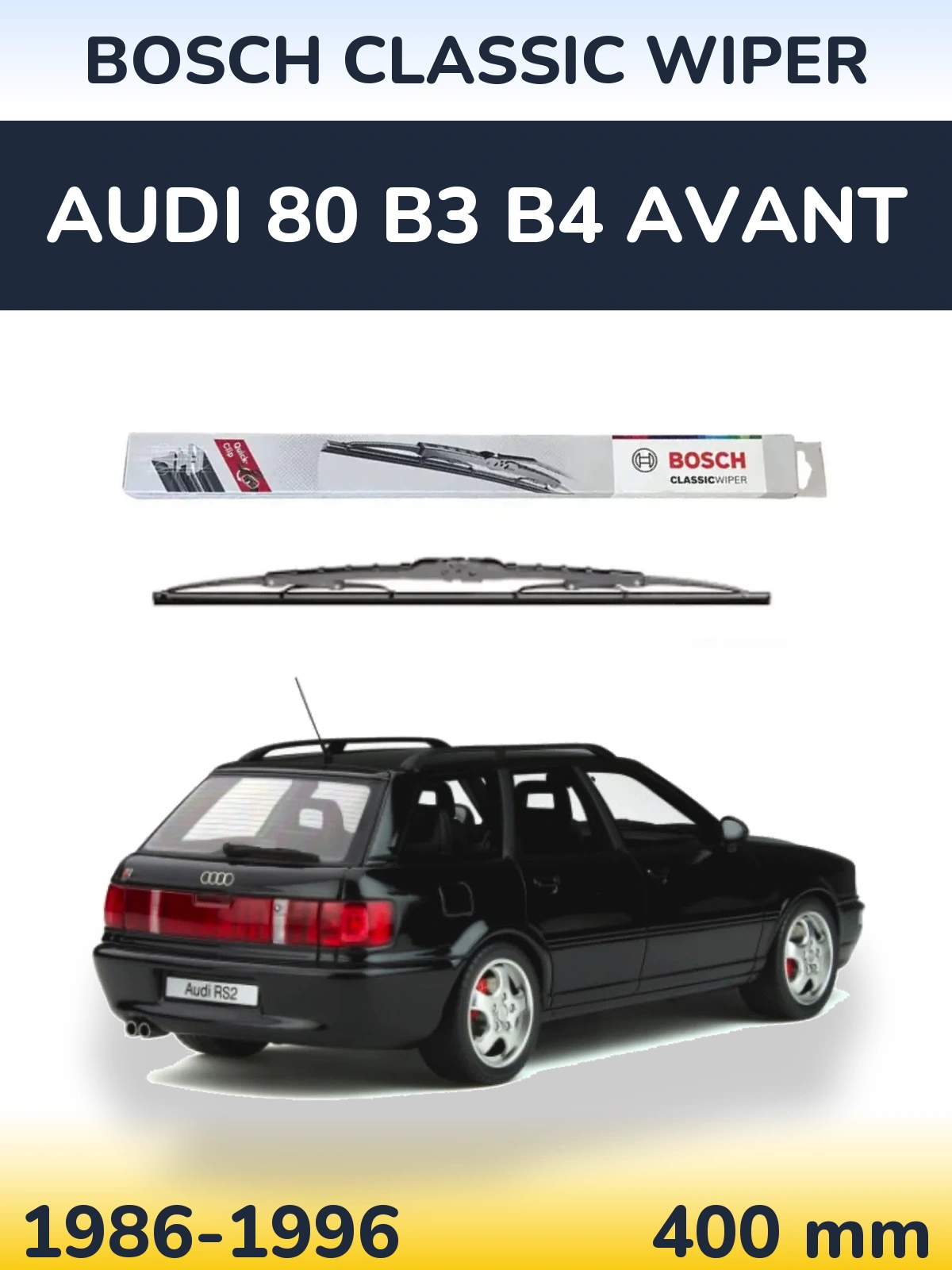 Rear wiper blade BOSCH Classic Wiper 400 mm for Audi 80 B3 B4 Avant 1986-1996