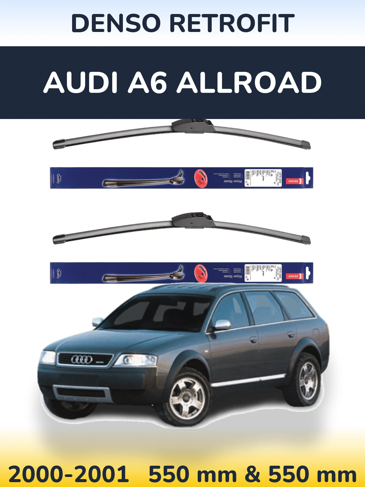 Комплект передніх щіток Denso Retrofit 550 & 550 мм для Audi A6 Allroad 2000-2001