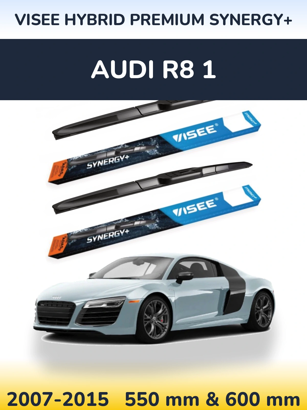 Комплект передніх щіток VISEE HYBRID PREMIUM SYNERGY+ 550 & 600 мм для Audi R8 1 2007-2015