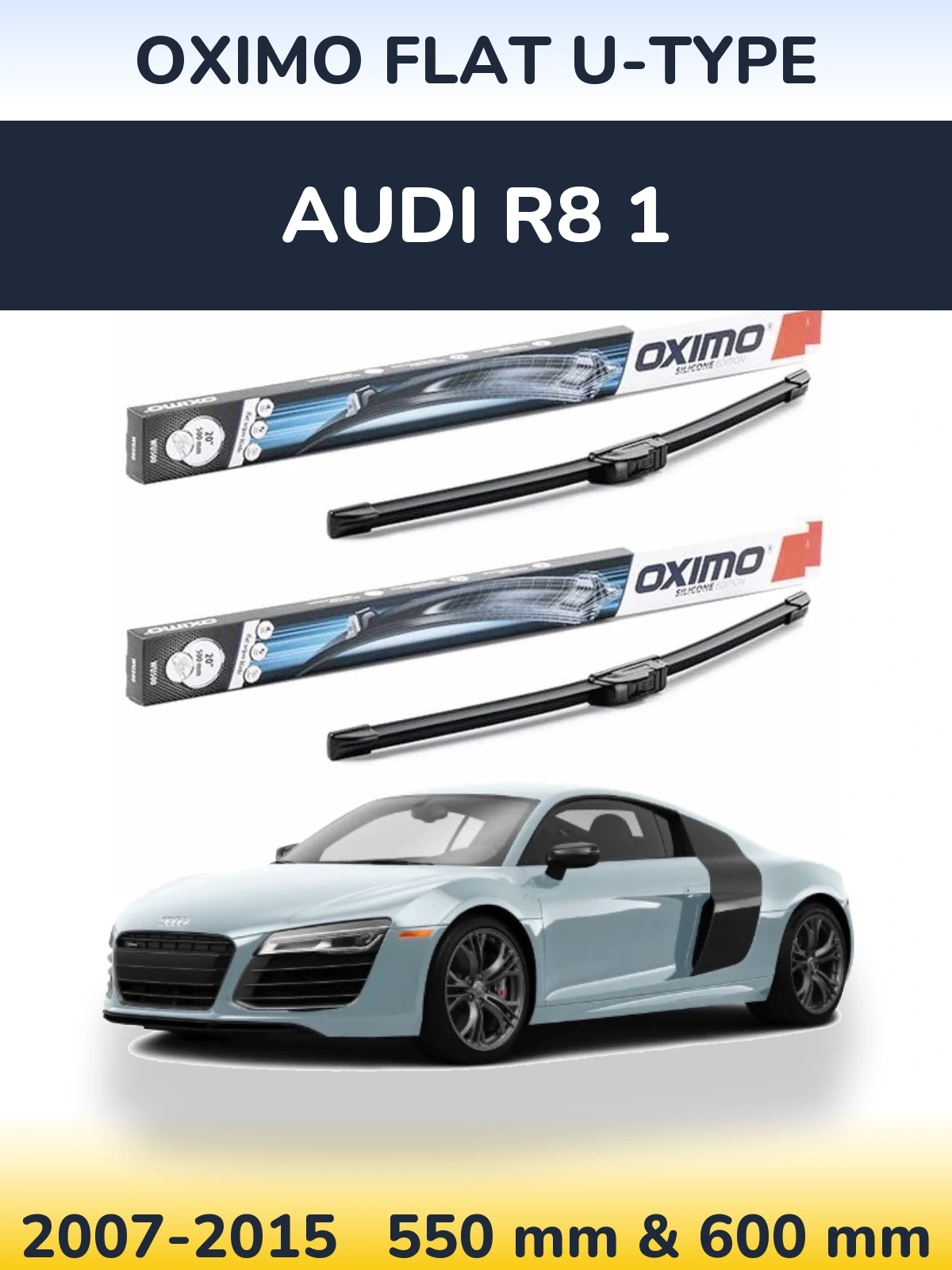 Комплект передних дворников Oximo Flat U-type 550 & 600 мм для Audi R8 1 2007-2015