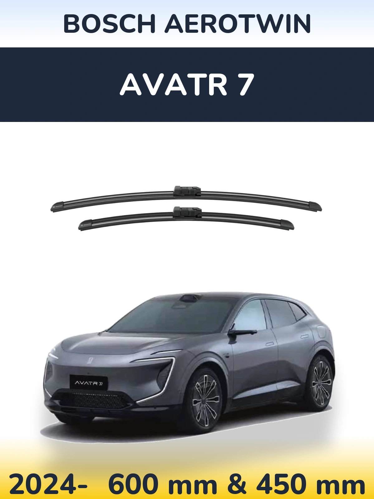 Front wiper blade set BOSCH AeroTwin 600 & 450 mm for Avatr 7 2024-2026