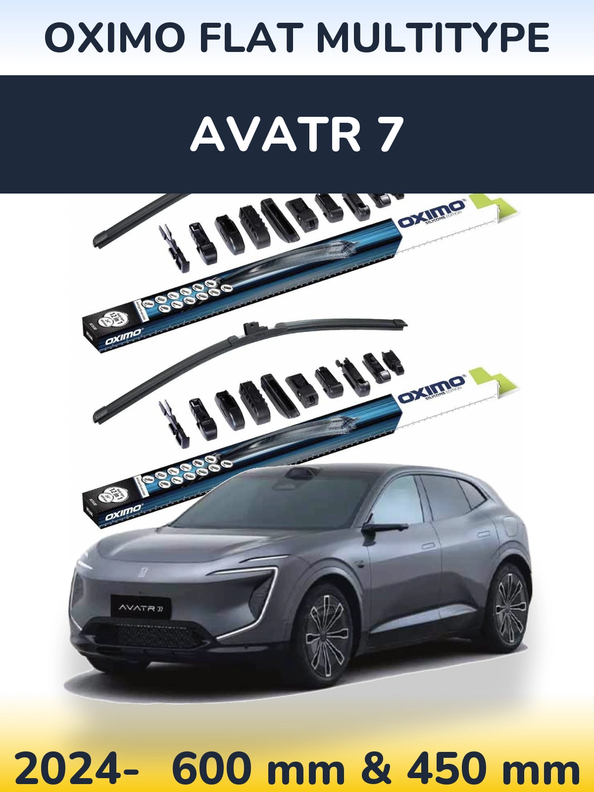 Front wiper blade set Oximo Flat MultiTipoe 600 & 450 mm for Avatr 7 2024-2026