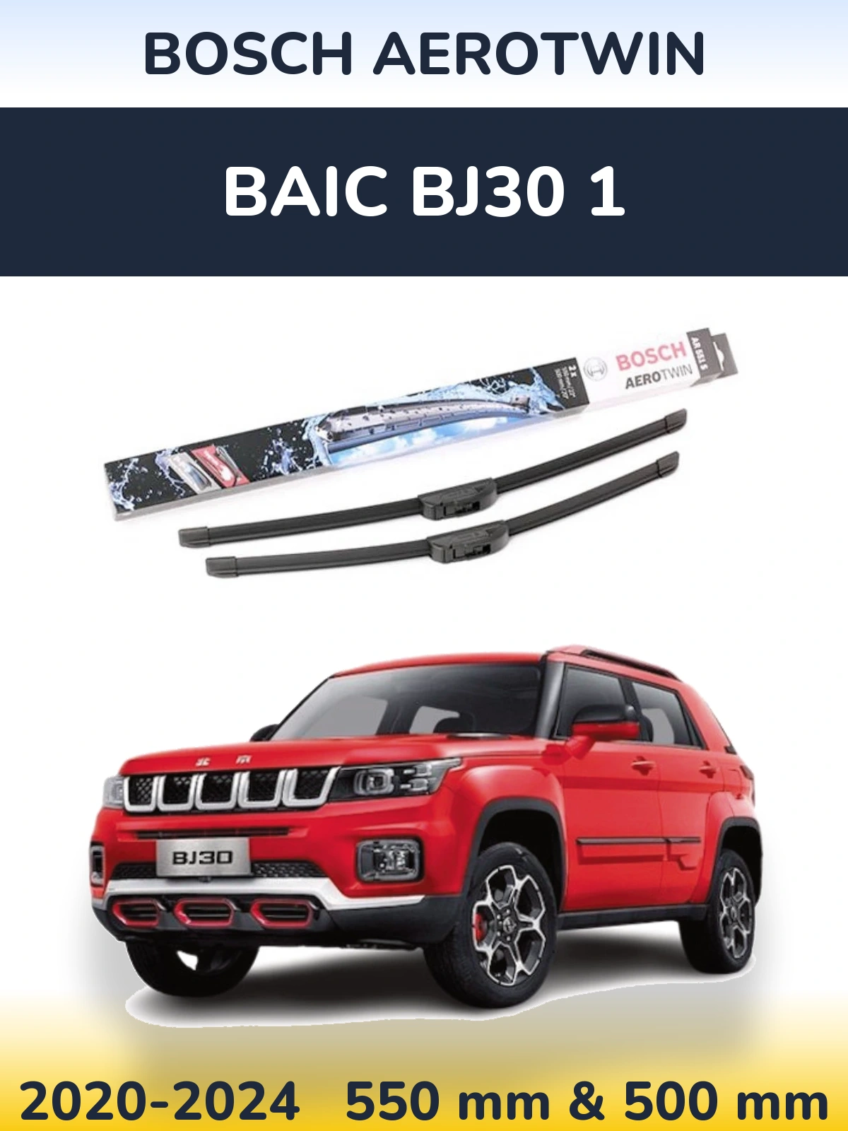 Front wiper blade set BOSCH AeroTwin 550 & 500 mm for BAIC BJ30 1 2020-2024