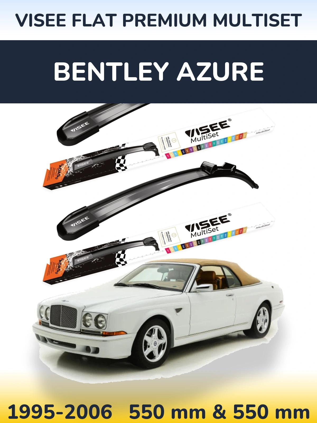 Front wiper blade set VISEE FLAT PREMIUM MultiSet 550 & 550 mm for Bentley Azure 1995-2006