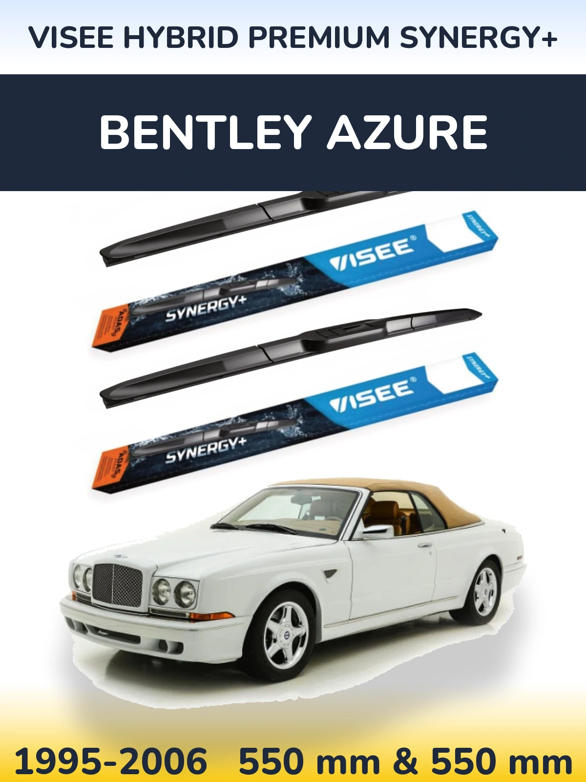 Front wiper blade set VISEE HYBRID PREMIUM SYNERGY+ 550 & 550 mm for Bentley Azure 1995-2006