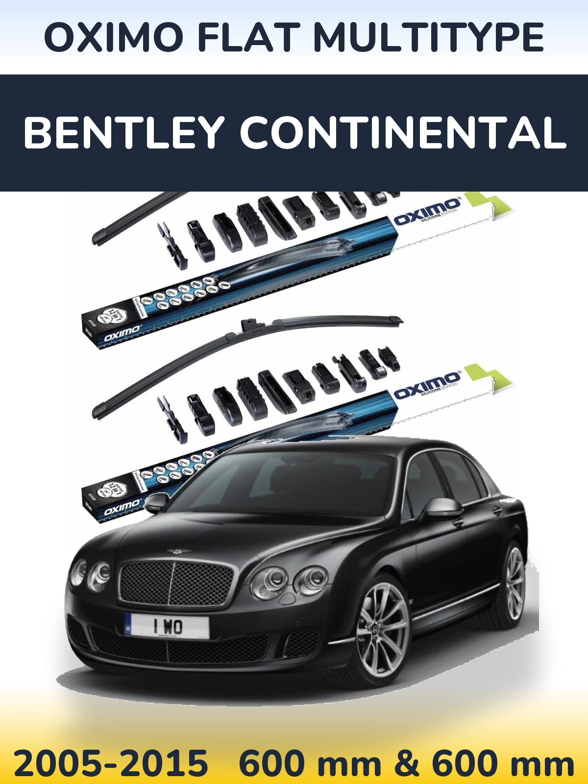 Front wiper blade set Oximo Flat MultiTipoe 600 & 600 mm for Bentley Continental 2005-2015