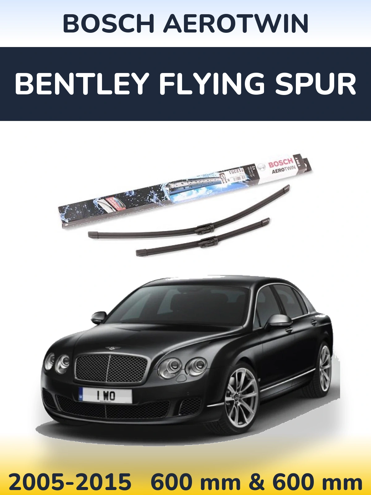 Front wiper blade set BOSCH AeroTwin 600 & 600 mm for Bentley Flying Spur 2005-2015