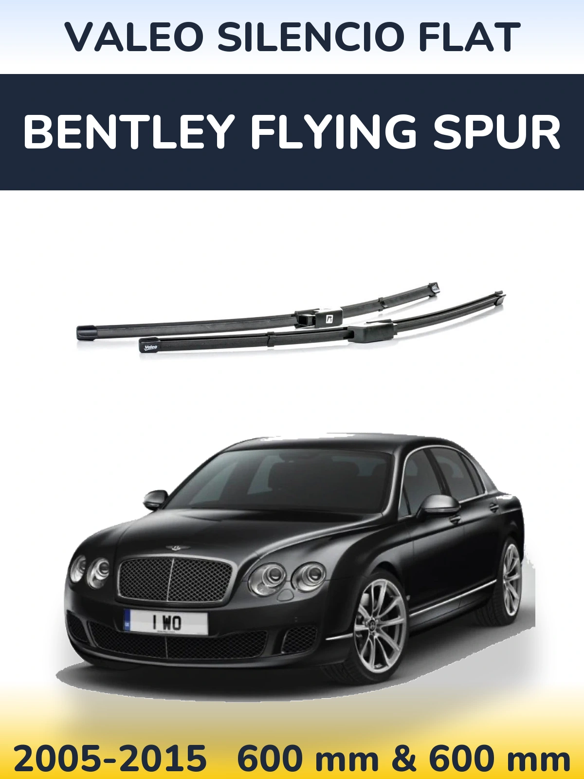 Front wiper blade set Valeo Silencio Flat 590 & 580 mm for Bentley Flying Spur 2005-2015