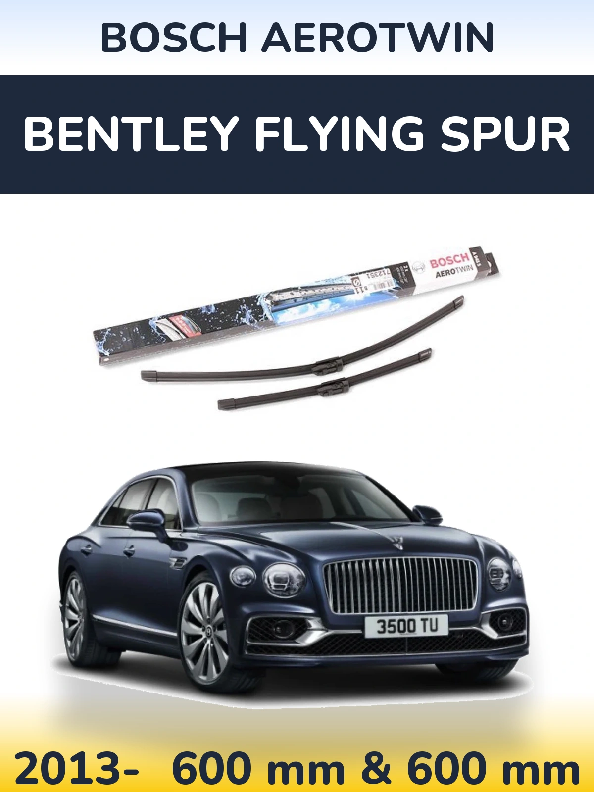 Комплект передних дворников BOSCH AeroTwin 600 & 600 мм для Bentley Flying Spur 2013-2026