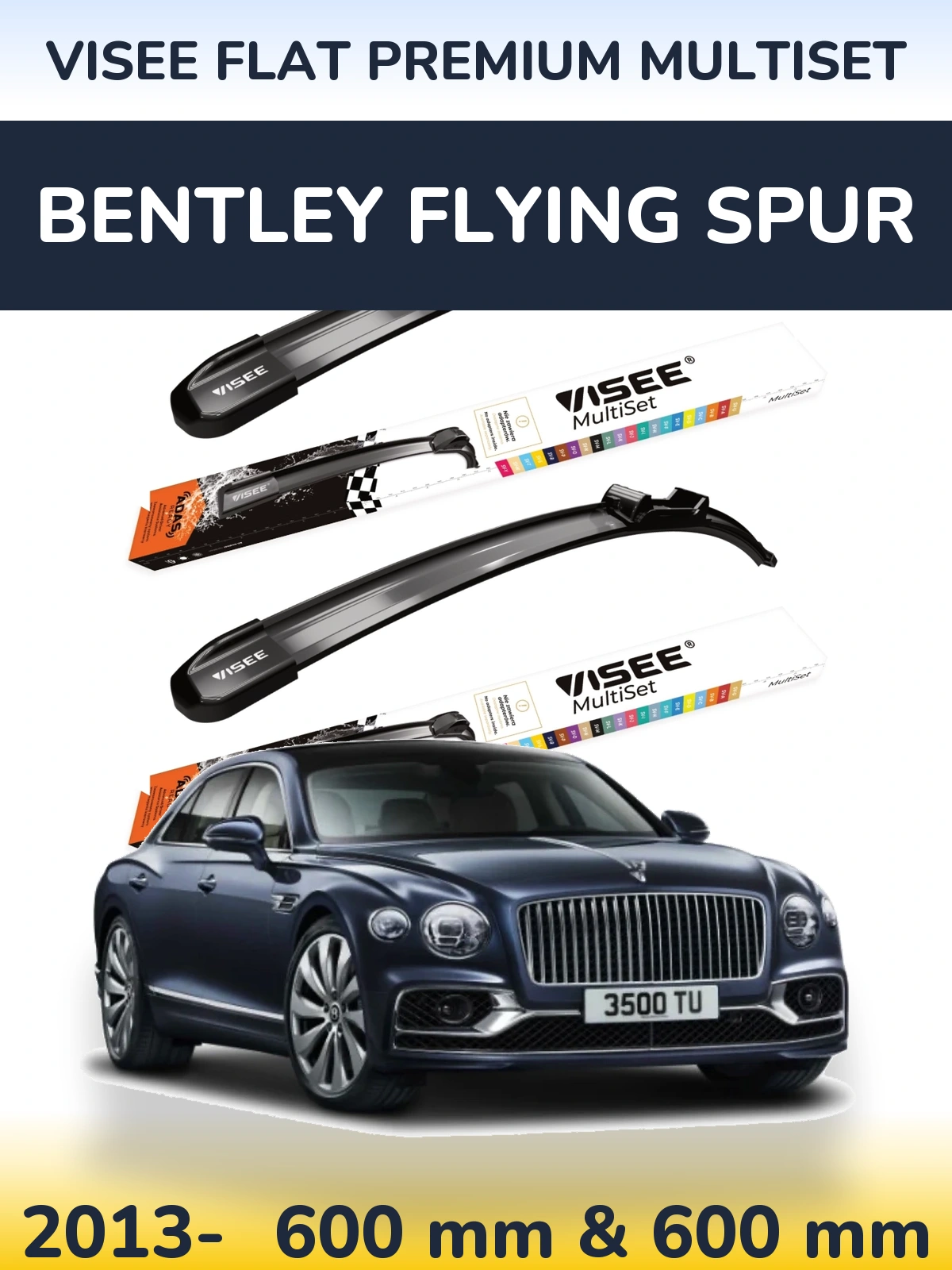 Комплект передніх щіток VISEE FLAT PREMIUM MultiSet 600 & 600 мм для Bentley Flying Spur 2013-2026