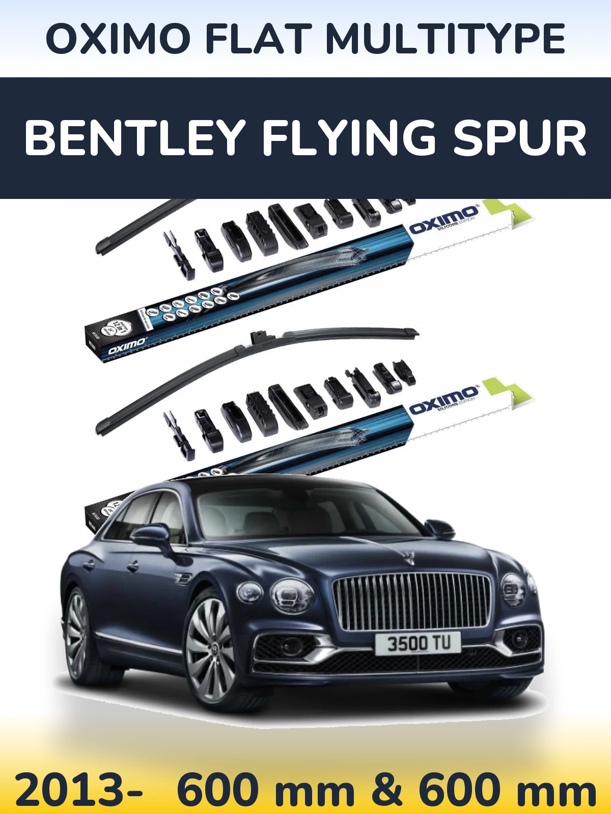 Front wiper blade set Oximo Flat MultiTipoe 600 & 600 mm for Bentley Flying Spur 2013-2026