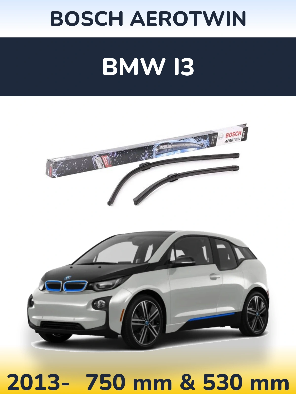 Комплект передних дворников BOSCH AeroTwin 750 & 530 мм для BMW i3 2013-2026