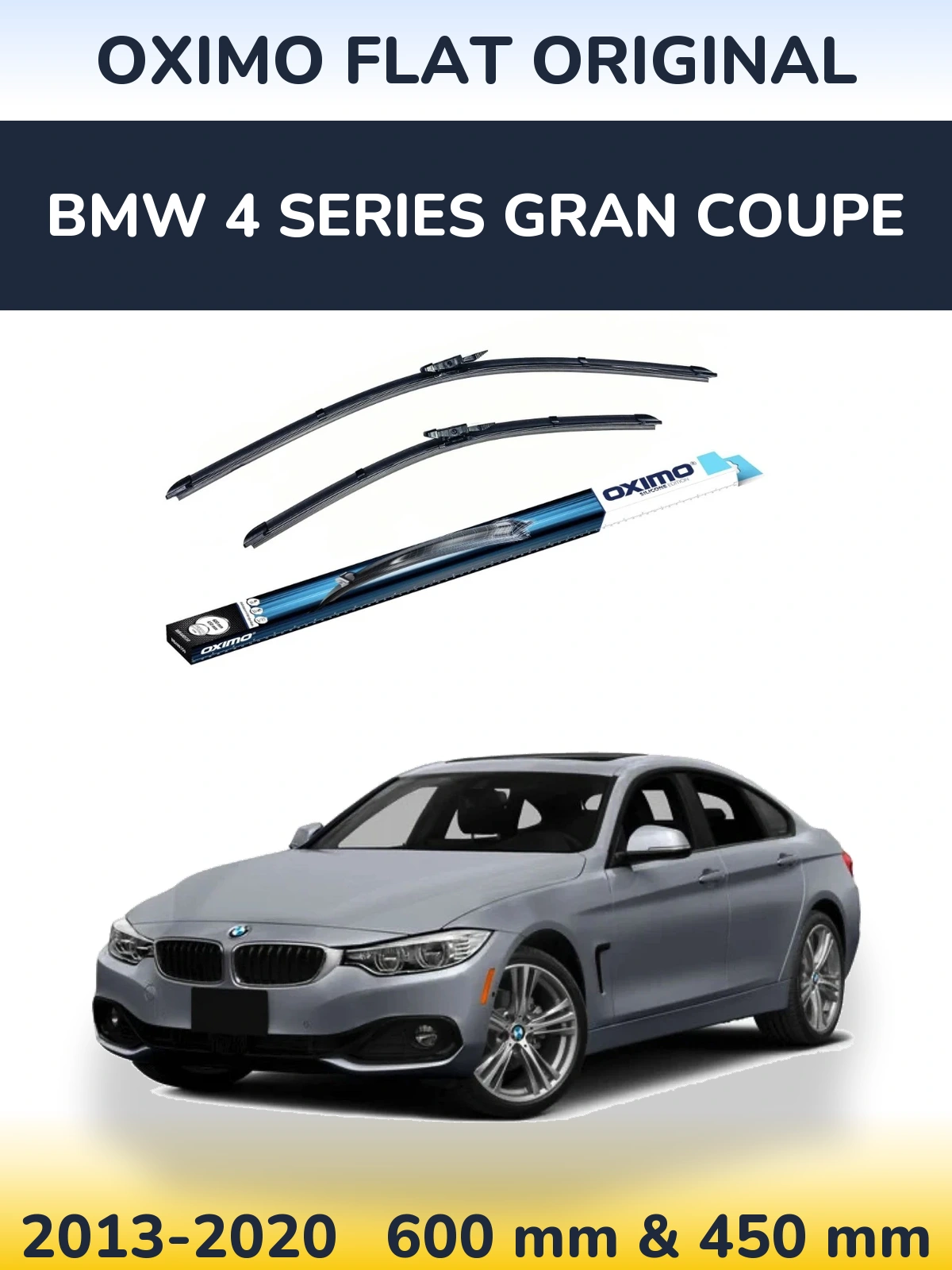 Front wiper blade set Oximo Flat Original 600 & 450 mm for BMW 4 Series Gran Coupe 2013-2020