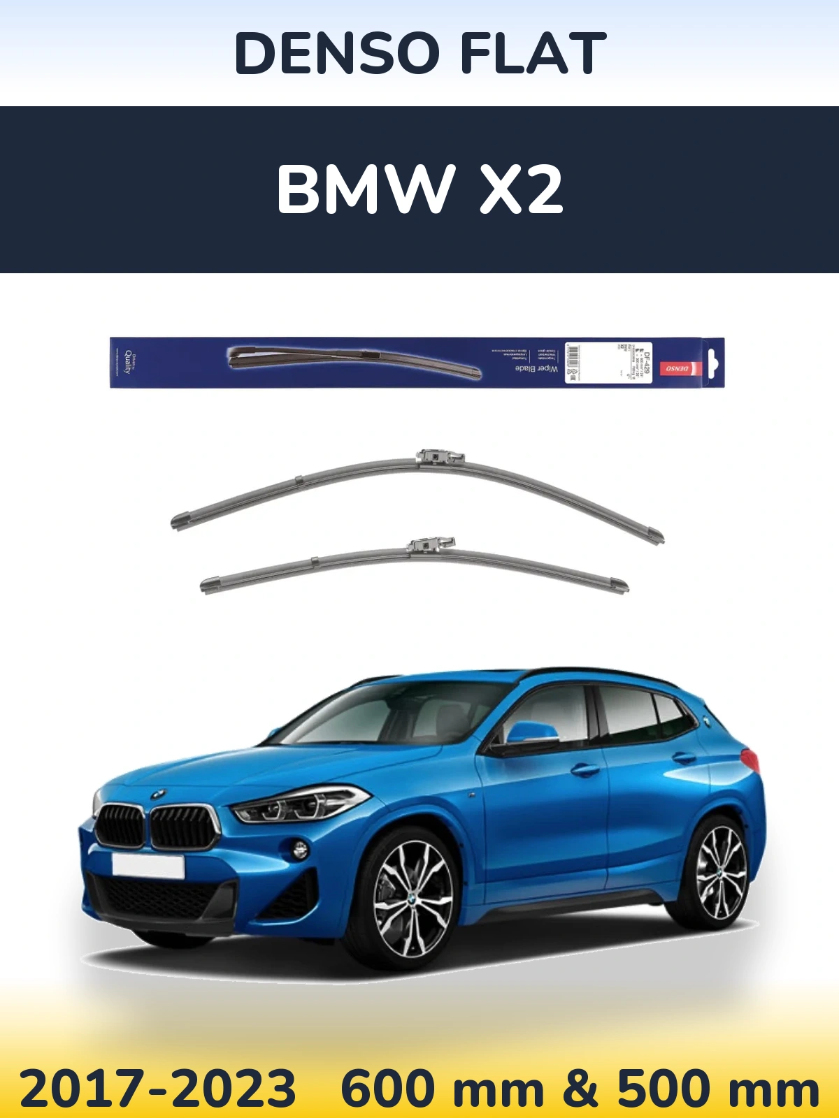 Комплект передних дворников Denso Flat 600 & 500 мм для BMW X2 2017-2023
