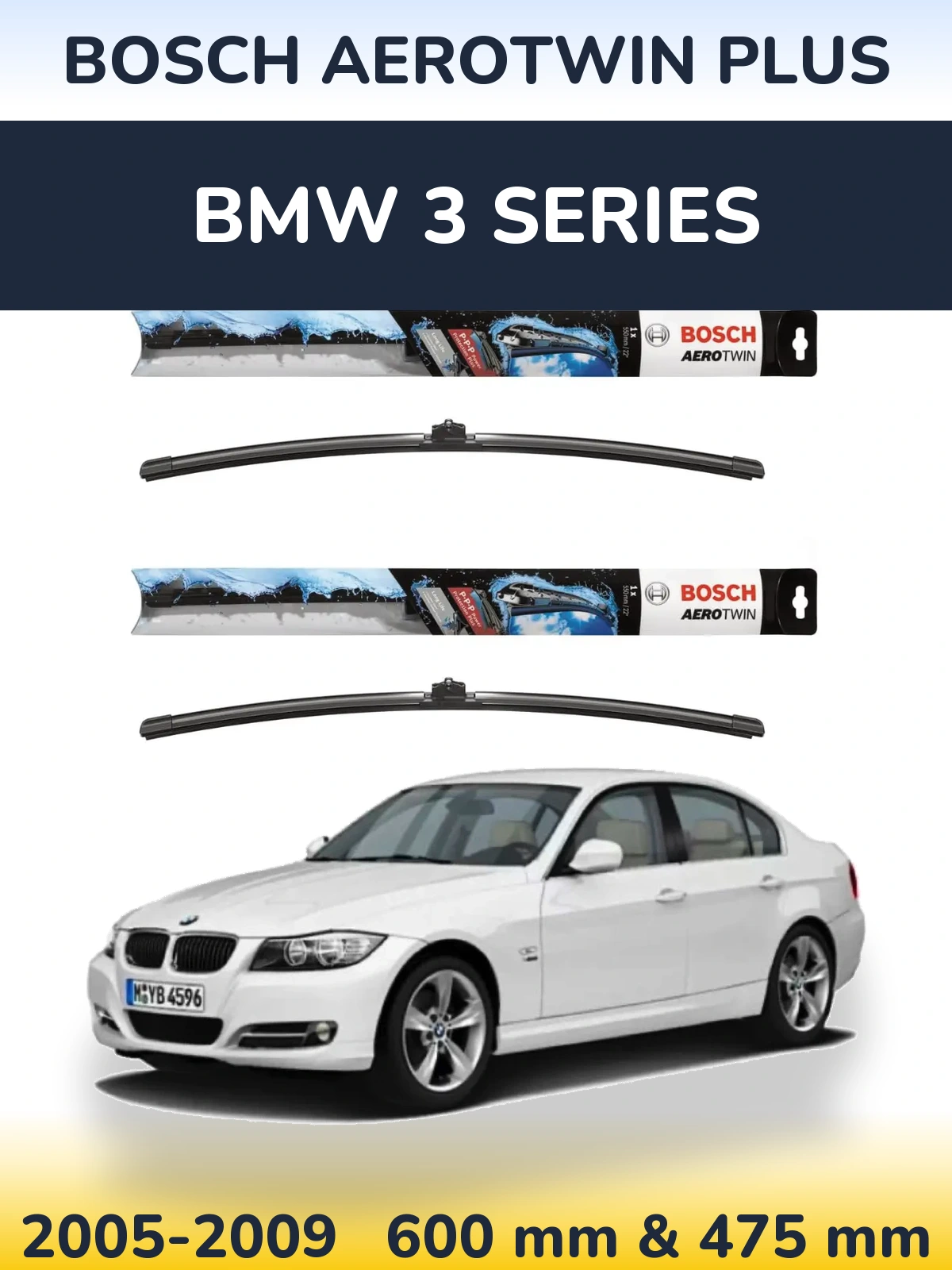Комплект передних дворников BOSCH AeroTwin Plus 600 & 475 мм для BMW 3 Series 2005-2009