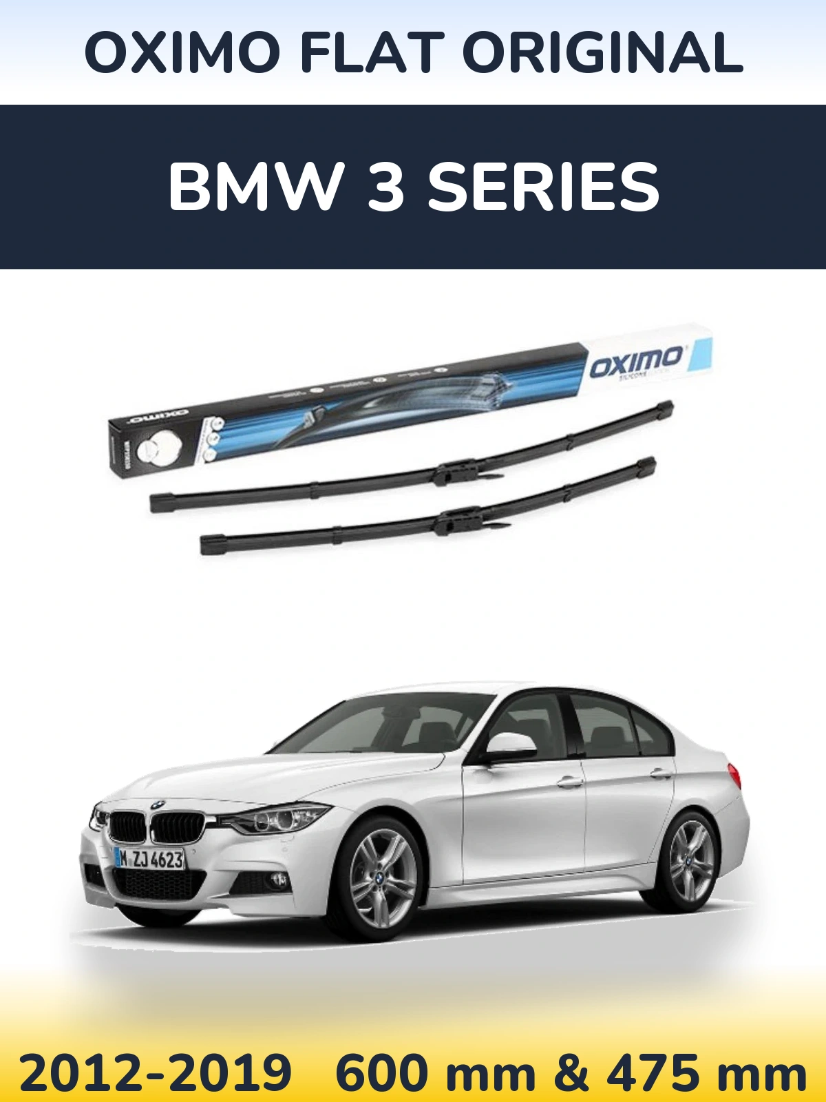 Комплект передніх щіток Oximo Flat Original 600 & 475 мм для BMW 3 Series 2012-2019
