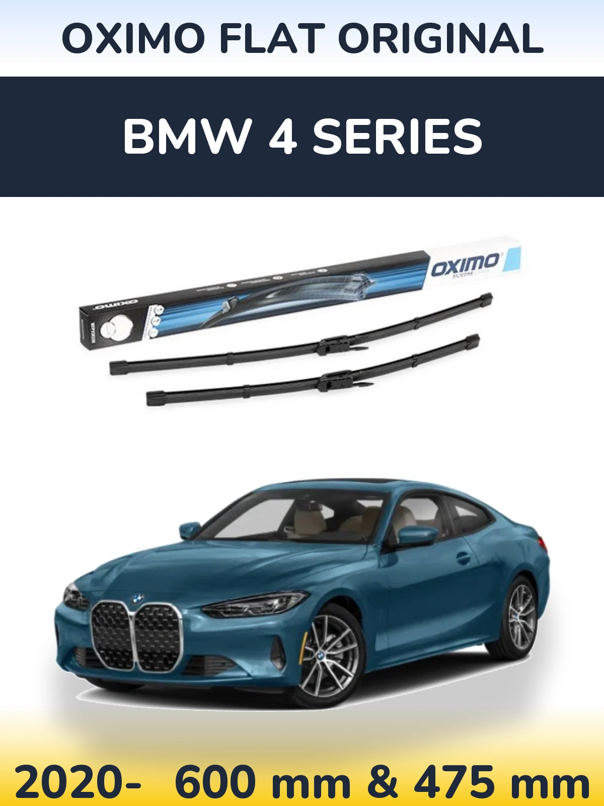 Комплект передніх щіток Oximo Flat Original 600 & 475 мм для BMW 4 Series 2020-2026