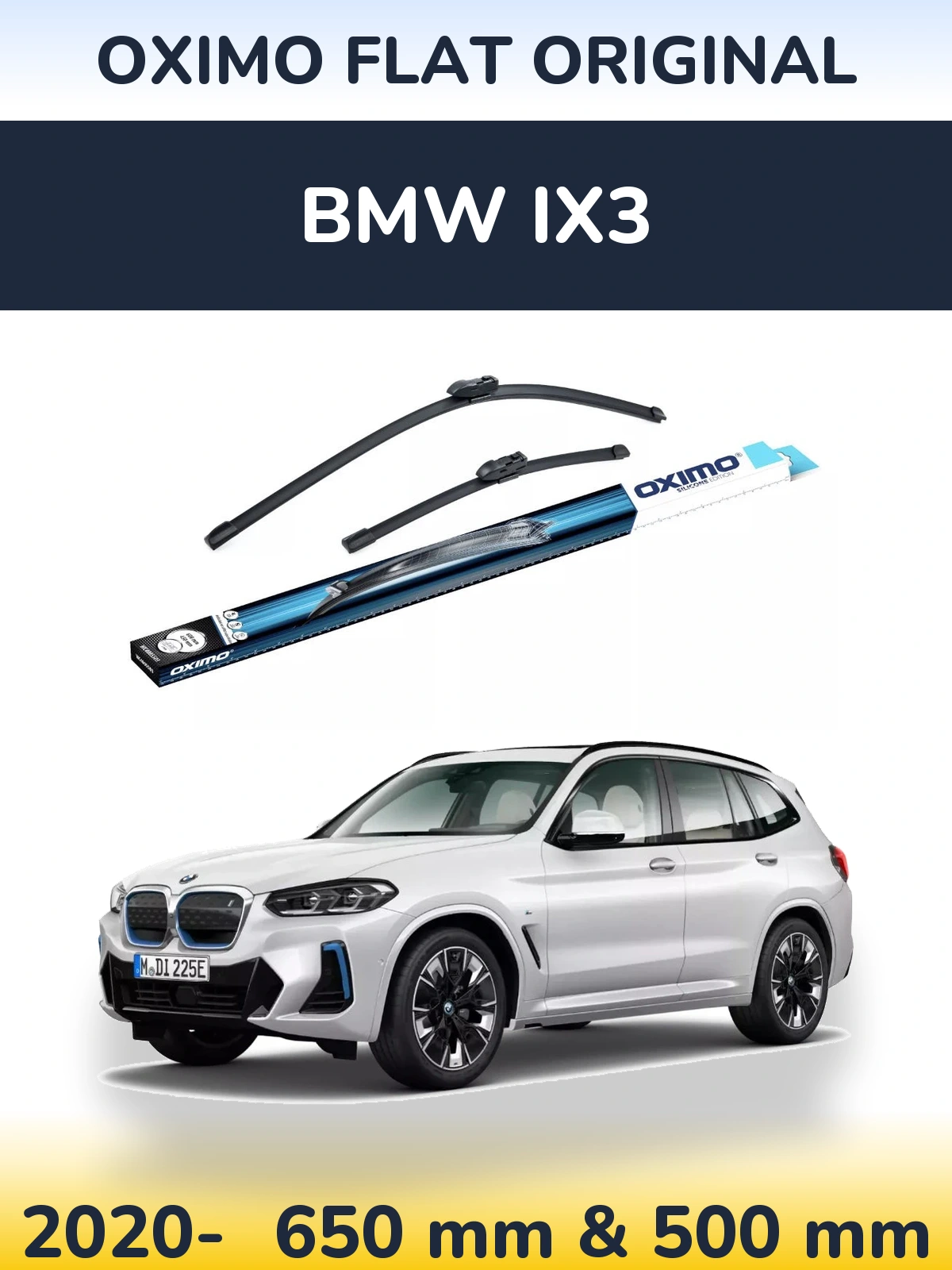 Front wiper blade set Oximo Flat Original 650 & 500 mm for BMW iX3 2020-2026