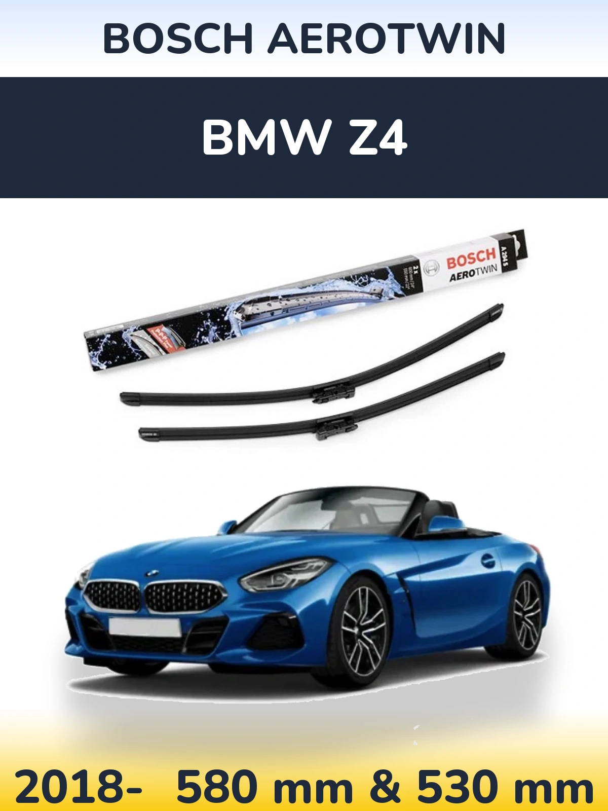 Front wiper blade set BOSCH AeroTwin 600 & 550 mm for BMW Z4 2018-2026